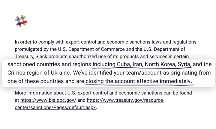 Slack shutting down accounts of teams linked to Iran