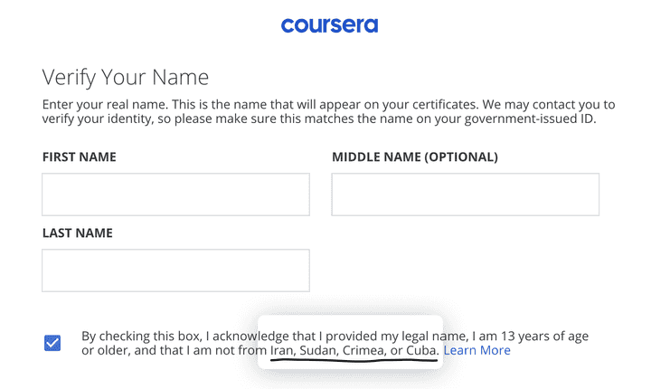 Coursera banning Iranian users